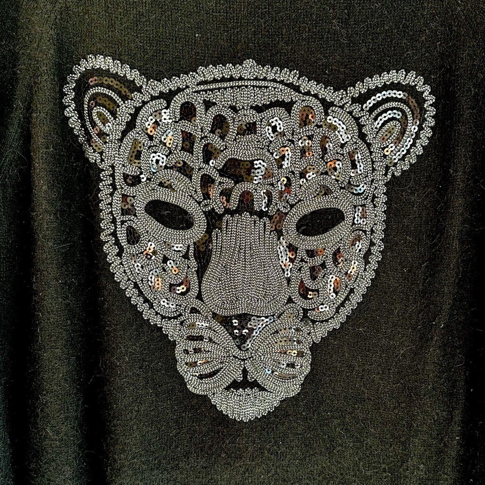 Beaded Leopard Alpaca Blend Sweater - Picture 2 of 5
